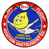 Aged Esso Aviation Instrument Oil Happy the Oil Drop Man Metal Sign-Metal Signs-Grease Monkey Garage