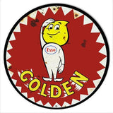 Aged Esso Golden Gasoline Happy the Oil Drop Man Metal Sign-Metal Signs-Grease Monkey Garage