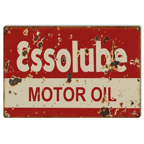 Aged Essolube Motor Oil Metal Sign-Metal Signs-Grease Monkey Garage