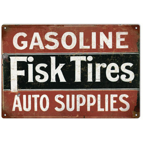 Aged Fisk Tire Metal Sign-Metal Signs-Grease Monkey Garage