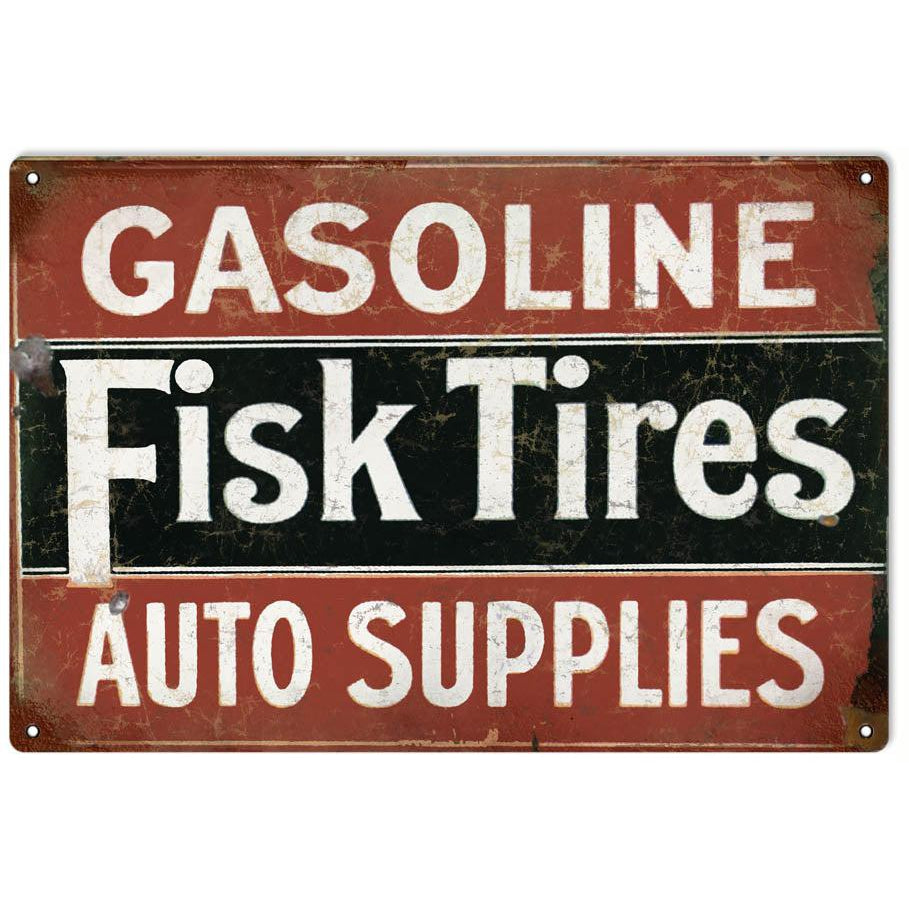 Aged Fisk Tire Metal Sign-Metal Signs-Grease Monkey Garage