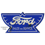 Aged Ford 1912 Winged Sales and Service Metal Sign-Metal Signs-Grease Monkey Garage