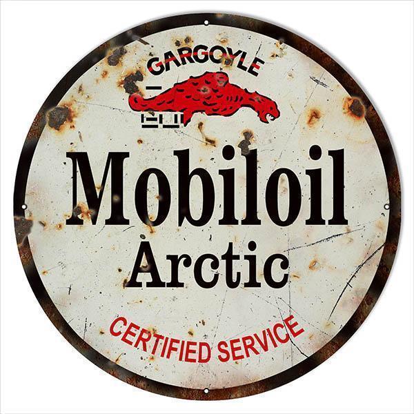 Aged Gargoyle Arctic Gas And Motor Oil Sign-Metal Signs-Grease Monkey Garage