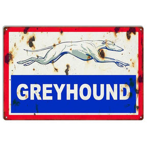 Aged Greyhound Metal Sign-Grease Monkey Garage