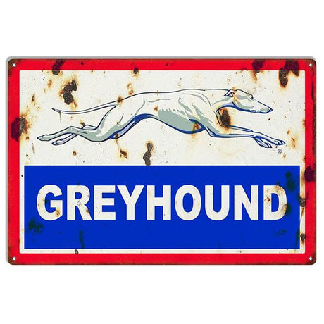 Aged Greyhound Metal Sign-Grease Monkey Garage