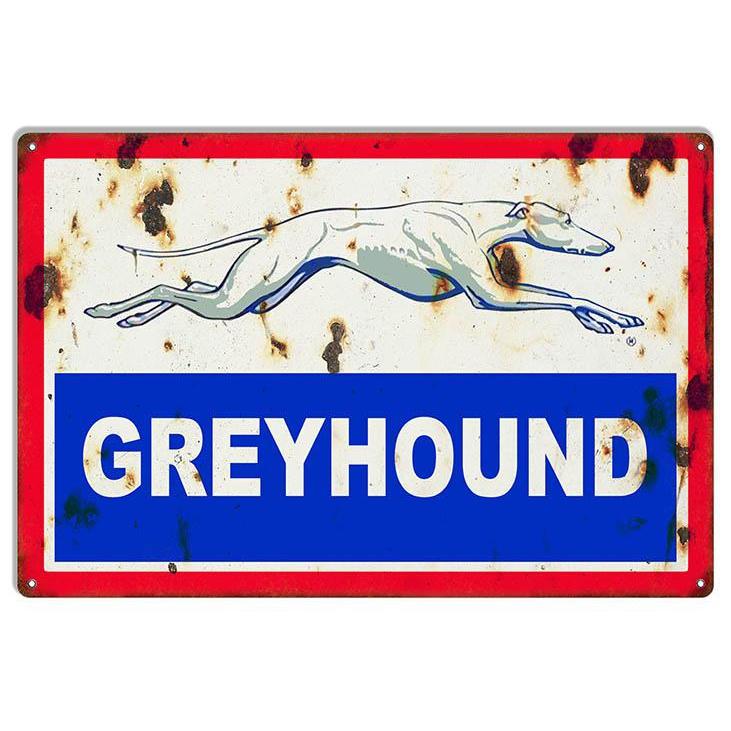 Aged Greyhound Metal Sign-Grease Monkey Garage