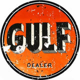 Aged Gulf Dealer Metal Sign-Metal Signs-Grease Monkey Garage