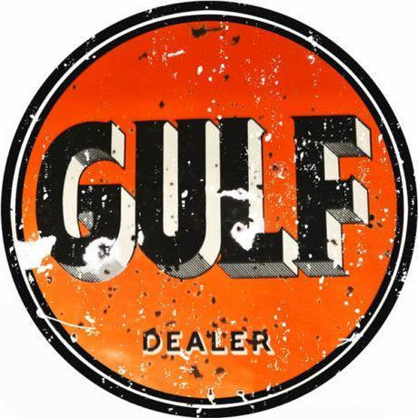 Aged Gulf Dealer Metal Sign-Metal Signs-Grease Monkey Garage