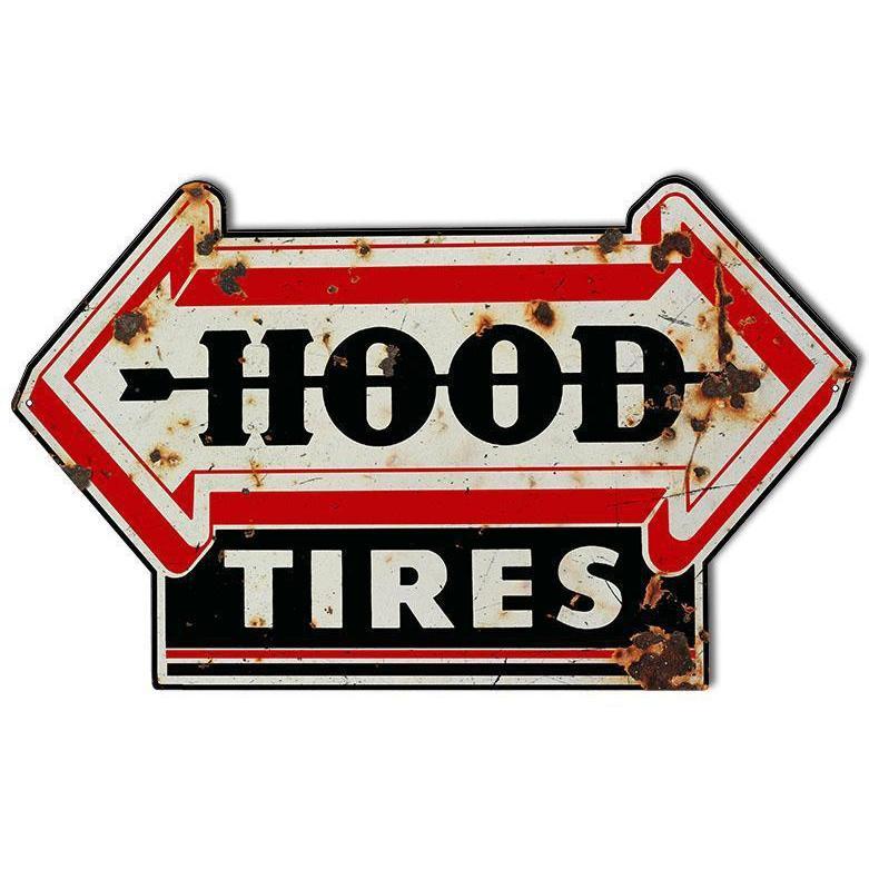 Aged Hood Tires Laser Cut Metal Sign-Metal Signs-Grease Monkey Garage