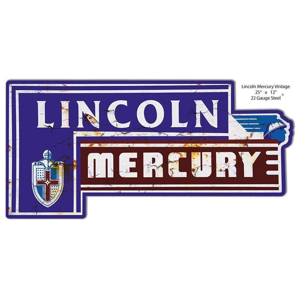 Aged Lincoln Mercury Laser Cut Metal Sign-Metal Signs-Grease Monkey Garage