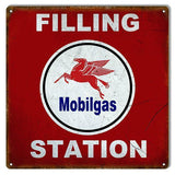 Aged Mobilgas Filing Station Metal Sign-Metal Signs-Grease Monkey Garage