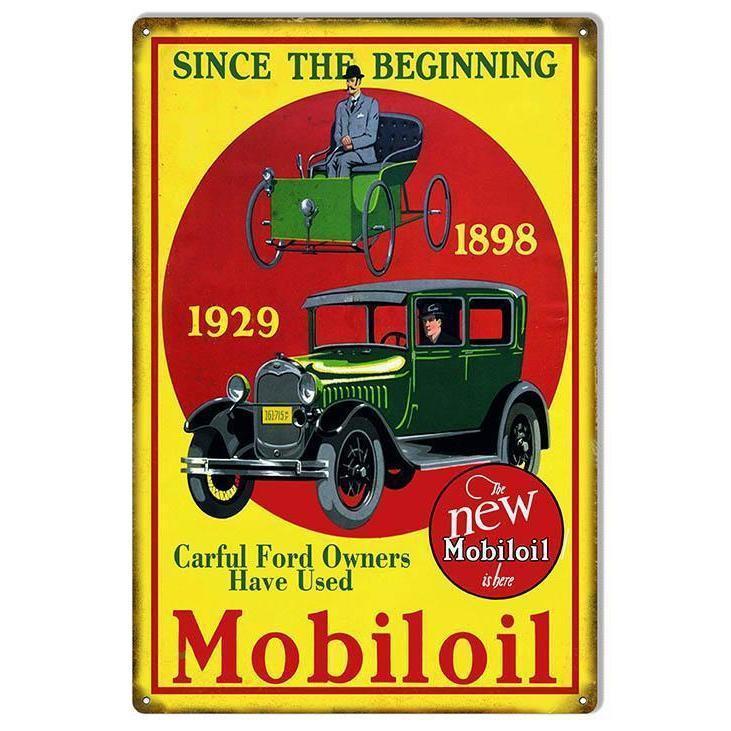 Aged Mobiloil Metal Sign-Metal Signs-Grease Monkey Garage