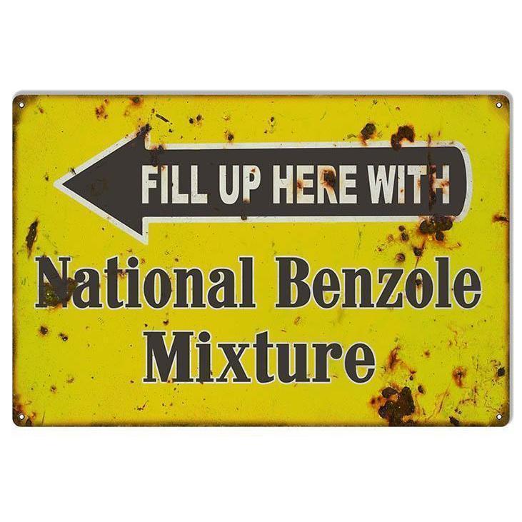 Aged National Benzole Mixture Metal Sign-Metal Signs-Grease Monkey Garage