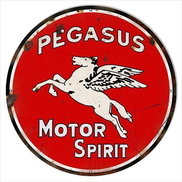 Aged Pegasus Motor Oil Metal Sign-Metal Signs-Grease Monkey Garage