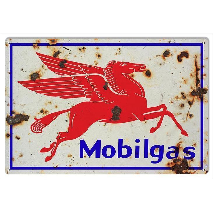 Aged Pegusus Mobilgas Metal Sign-Metal Signs-Grease Monkey Garage