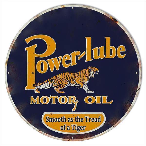 Aged Power-lube Smooth Motor Oil Metal Sign-Metal Signs-Grease Monkey Garage