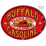Aged Prairie Cities Buffalo Gasoline Oval Metal Sign-Metal Signs-Grease Monkey Garage