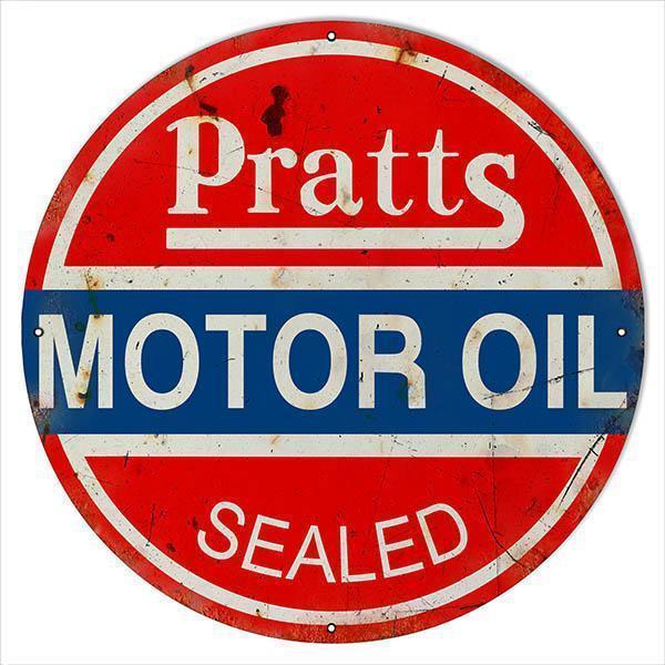 Aged Pratts Motor Oil Metal Sign-Metal Signs-Grease Monkey Garage