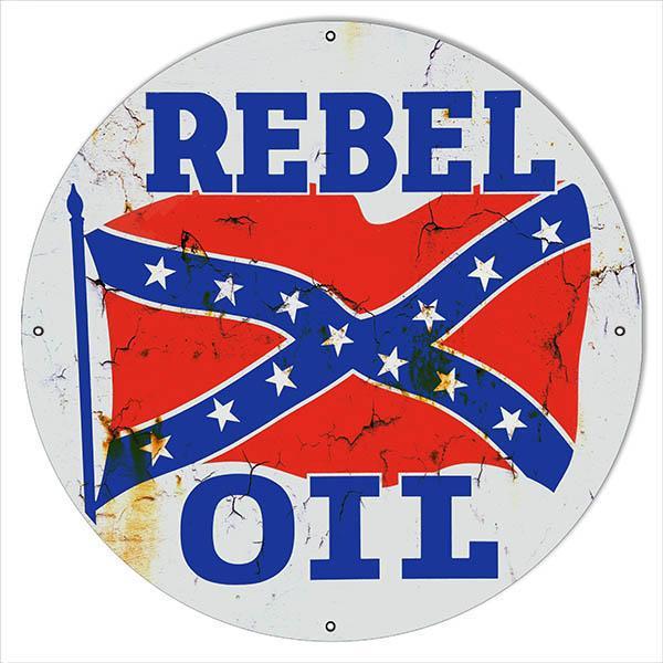 Aged Rebel Motor Oil Metal Sign-Metal Signs-Grease Monkey Garage