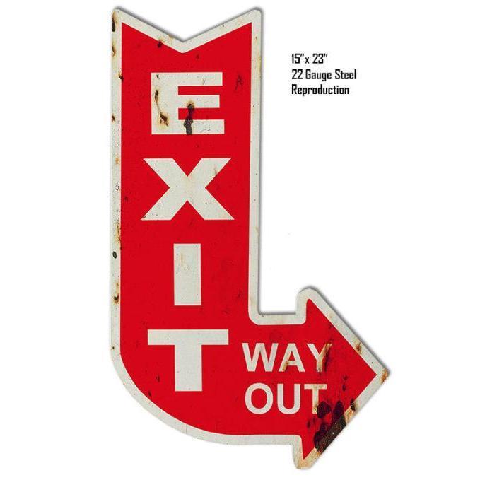 Aged Right Exit Way Out Laser Cut Arrow Metal Sign-Metal Signs-Grease Monkey Garage