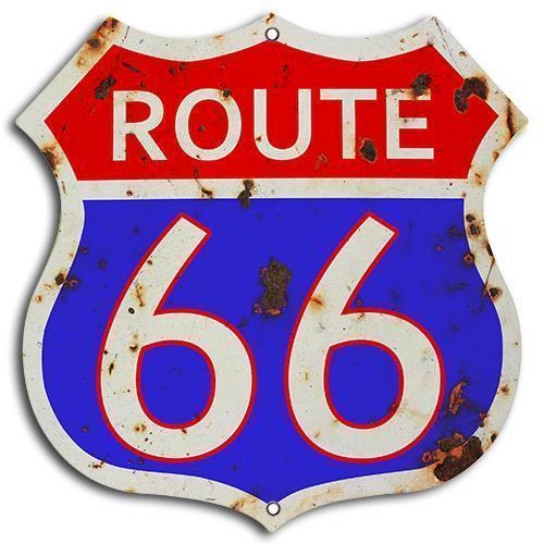 Aged Route 66 Metal Sign-Metal Signs-Grease Monkey Garage