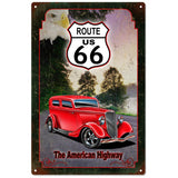 Aged Route 66 The American Highway Metal Sign-Metal Signs-Grease Monkey Garage