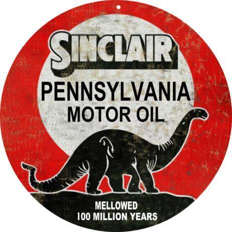 Aged Sinclair Motor Oil Metal Sign-Metal Signs-Grease Monkey Garage