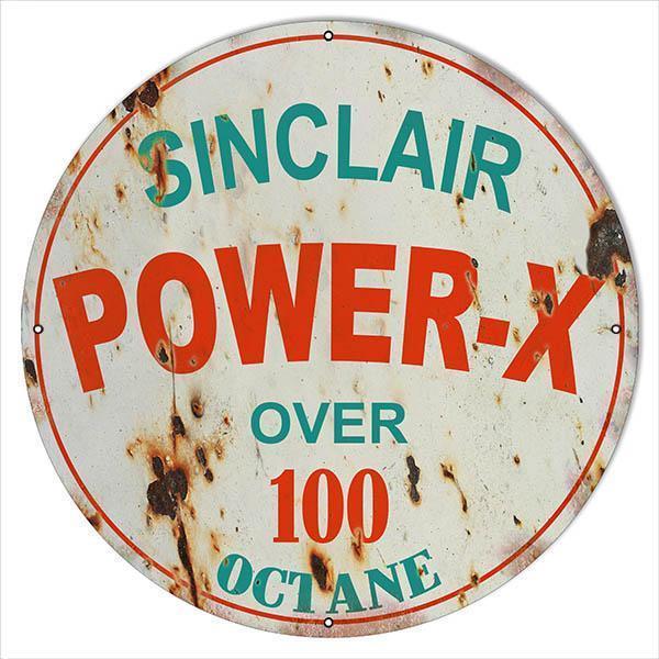 Aged Sincllair Power-X Motor Oil Metal Sign-Metal Signs-Grease Monkey Garage