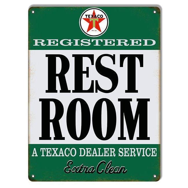 Aged Texaco Extra Clean Restroom Gas Station Sign-Metal Signs-Grease Monkey Garage