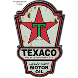 Aged Texaco Heavy Duty Motor Oil Metal Sign-Metal Signs-Grease Monkey Garage