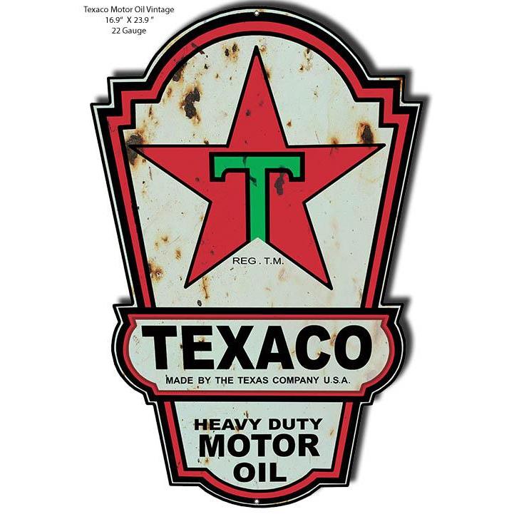 Aged Texaco Heavy Duty Motor Oil Metal Sign-Metal Signs-Grease Monkey Garage
