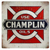 Aged Use Champlin Oils Metal Sign-Metal Signs-Grease Monkey Garage