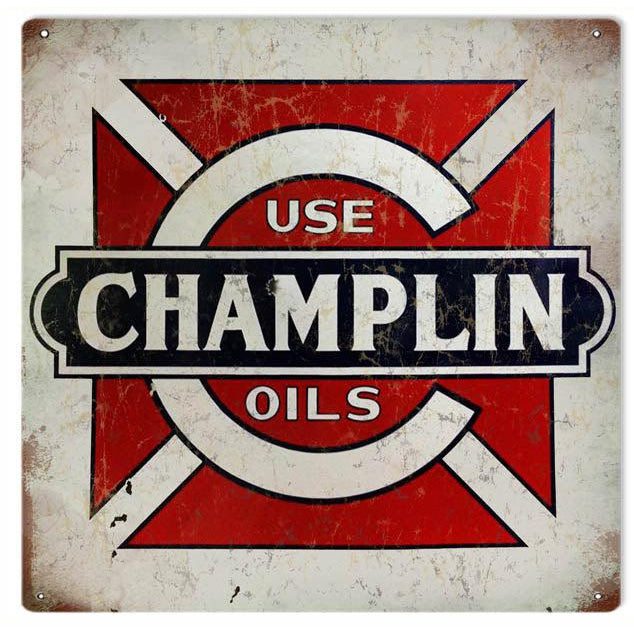 Aged Use Champlin Oils Metal Sign-Metal Signs-Grease Monkey Garage
