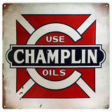 Aged Use Champlin Oils Metal Sign-Metal Signs-Grease Monkey Garage
