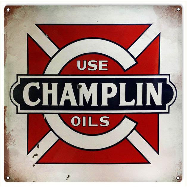 Aged Use Champlin Oils Metal Sign-Metal Signs-Grease Monkey Garage
