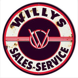 Aged Willys Sales & Service Metal Sign-Metal Signs-Grease Monkey Garage