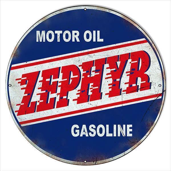 Aged Zephyr Motor Oil Metal Sign-Metal Signs-Grease Monkey Garage