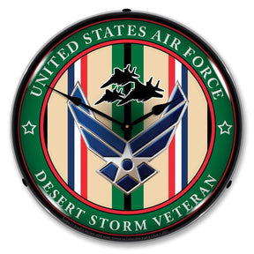 Air Force Veteran Operation Desert Storm LED Clock-LED Clocks-Grease Monkey Garage