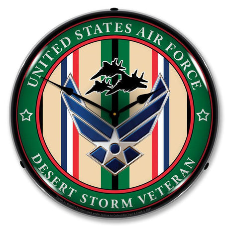 Air Force Veteran Operation Desert Storm LED Clock-LED Clocks-Grease Monkey Garage