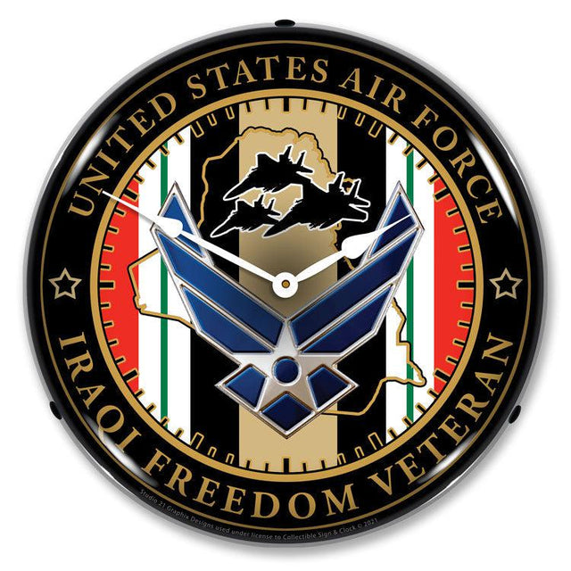 Air Force Veteran Operation Iraqi Freedom LED Clock-LED Clocks-Grease Monkey Garage