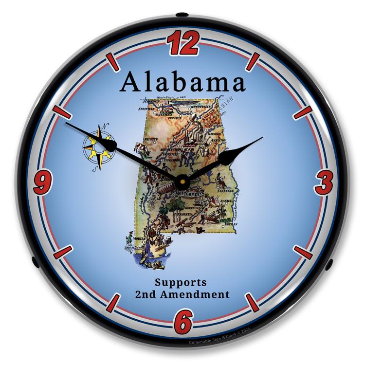 Alabama Supports the 2nd Amendment LED Clock-LED Clocks-Grease Monkey Garage