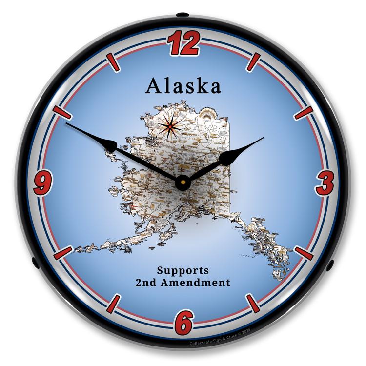 Alaska Supports the 2nd Amendment LED Clock-LED Clocks-Grease Monkey Garage