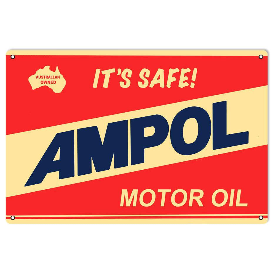 Ampol Motor Oil Metal Sign-Metal Signs-Grease Monkey Garage