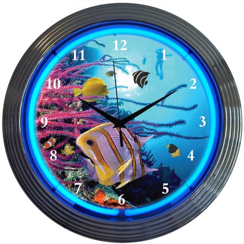 Aquarium Neon Clock-Clocks-Grease Monkey Garage