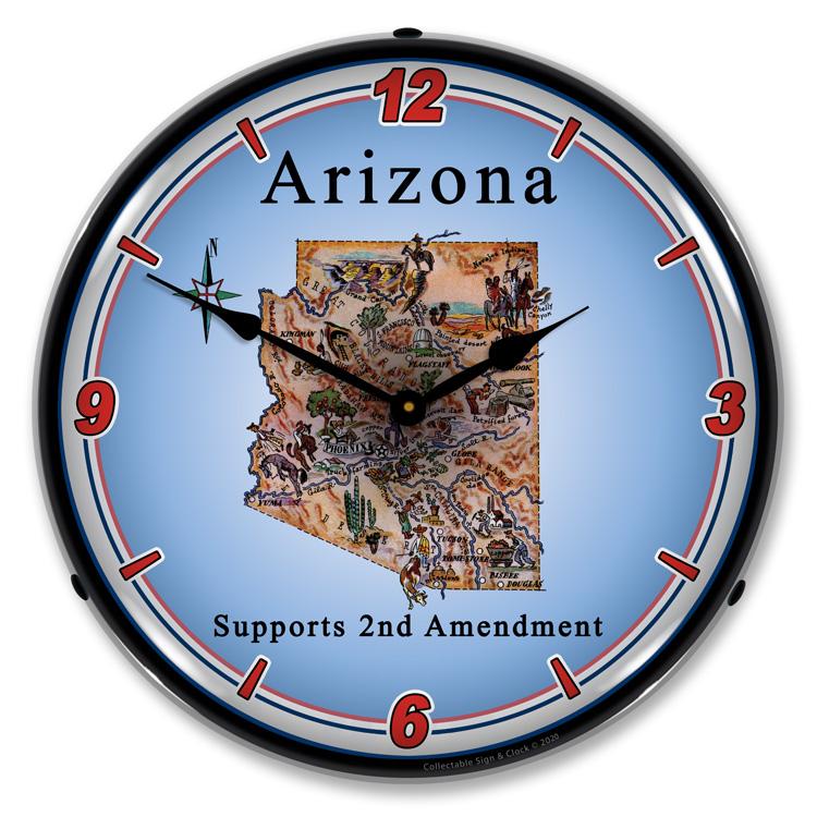 Arizona Supports the 2nd Amendment LED Clock-LED Clocks-Grease Monkey Garage