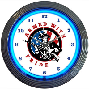 Armed with Pride Firearms Neon Clock-Clocks-Grease Monkey Garage