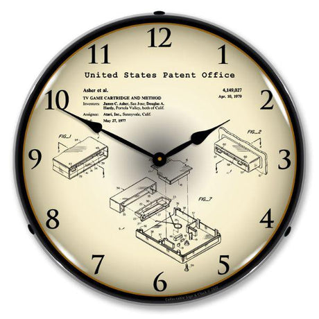 Atari TV Game Cartridge1977 Patent Backlit LED Clock-LED Clocks-Grease Monkey Garage