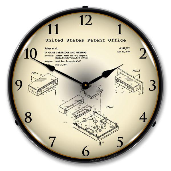 Atari TV Game Cartridge1977 Patent Backlit LED Clock-LED Clocks-Grease Monkey Garage