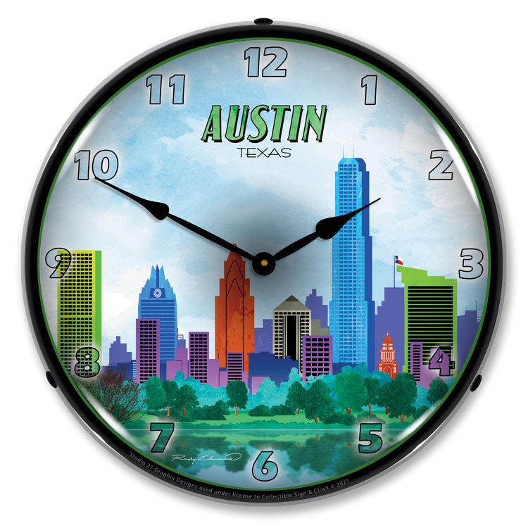 Austin Skyline LED Clock-LED Clocks-Grease Monkey Garage