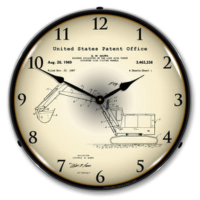 Backhoe Excavator 1969 Patent LED Clock-LED Clocks-Grease Monkey Garage
